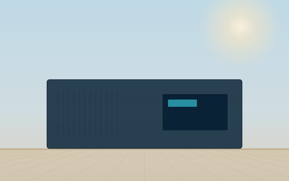 Standby generator set with its control panel, in daylight